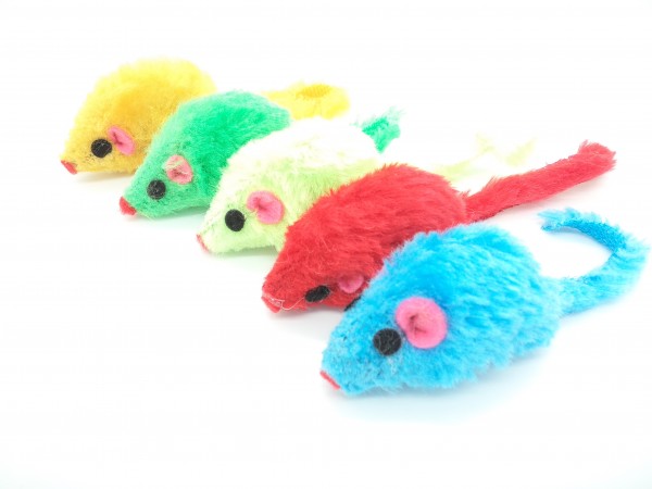 bunte Plüschmäuse mit Katzenminze 100 Stück ca. 5 cm