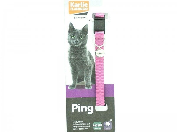 Katzenhalsband aus Nylon 10 mm x 30 cm pink