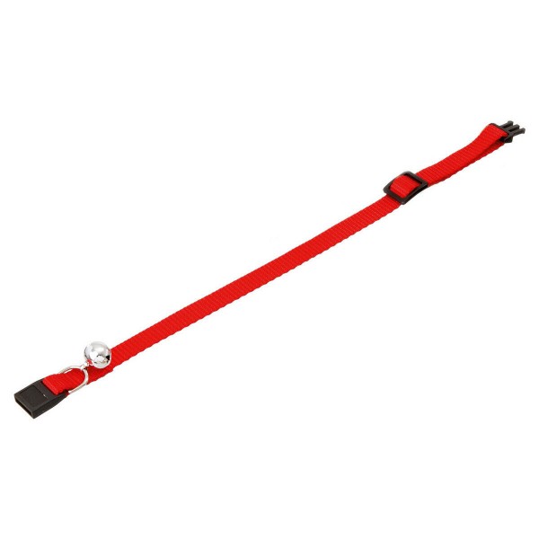 Katzenhalsband 10 mm x 30 cm rot mit Glocke