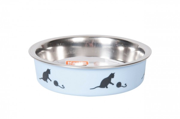 Napf aus Edelstahl mit Katzenmotiv 160 ml blau